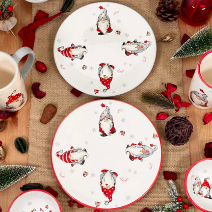 Set Of 4 Christmas Gonk Dinner Plates