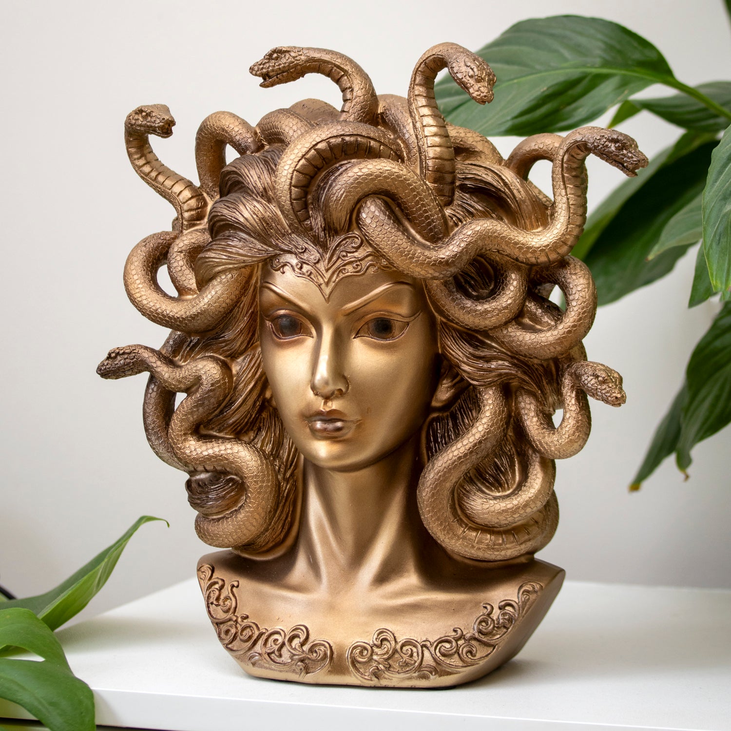 Antique Gold Medusa Bust Ornament