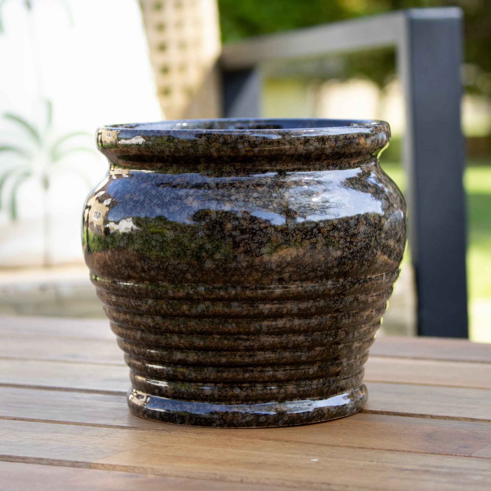 Reactive Glaze Double Wick Citronella Candle Pot