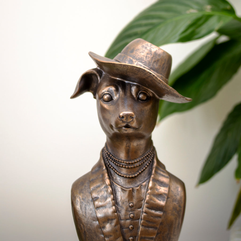 Bronze Dapper Dog Bust Statue