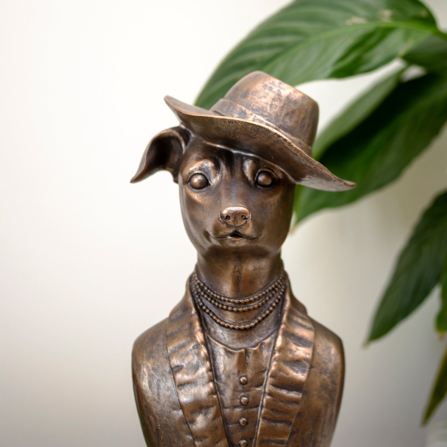 Bronze Dapper Dog Bust Statue