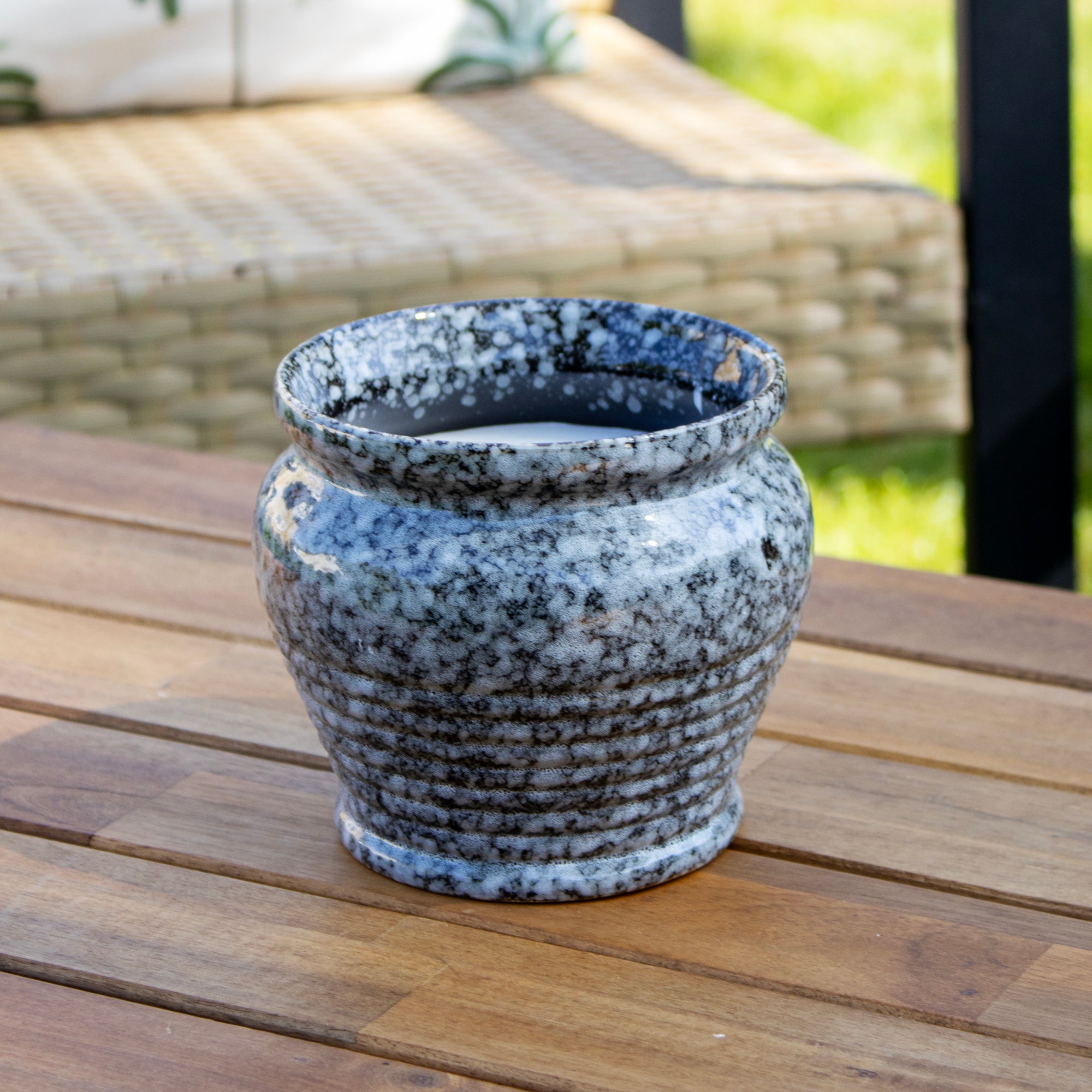 Reactive Glaze Double Wick Citronella Candle Pot