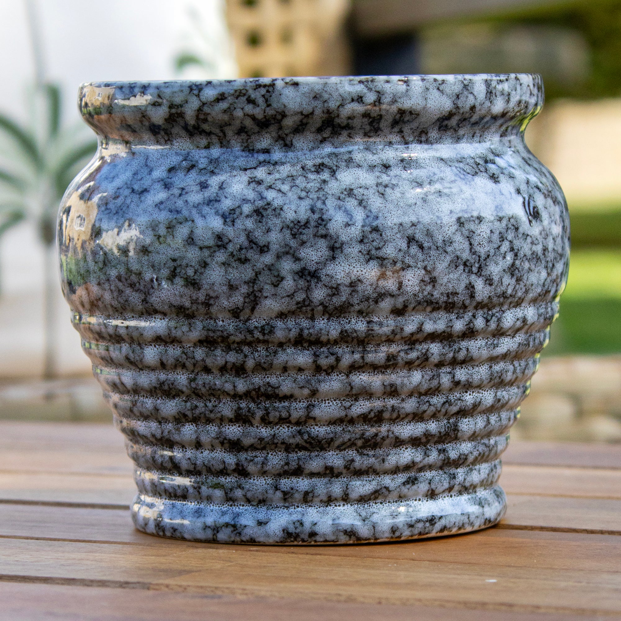 Reactive Glaze Double Wick Citronella Candle Pot