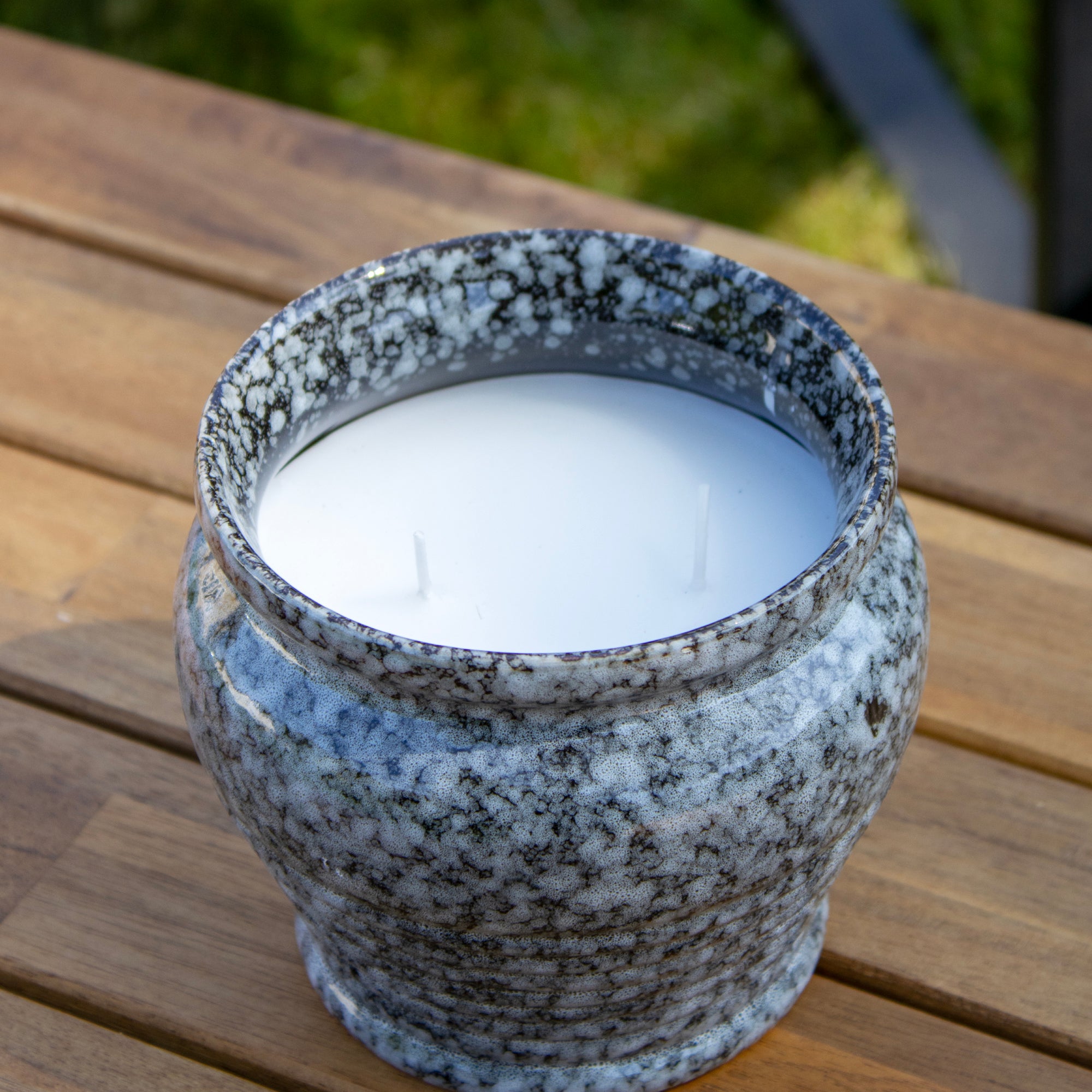 Reactive Glaze Double Wick Citronella Candle Pot