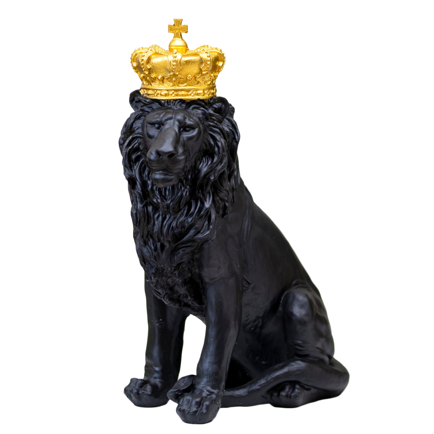 Black Lion With Gold Crown Ornament