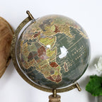 Khaki Green Vintage Style Wooden Globe