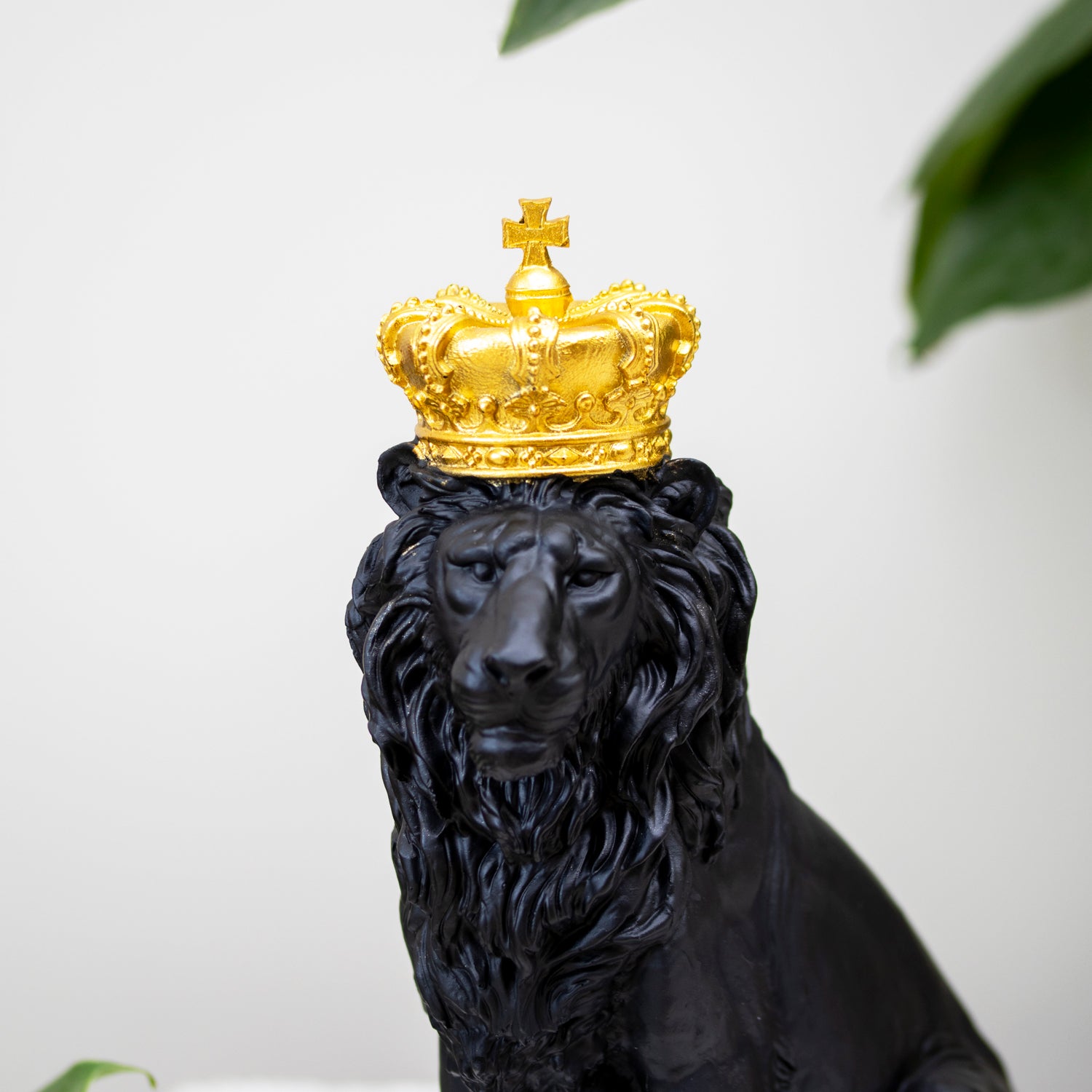 Black Lion With Gold Crown Ornament