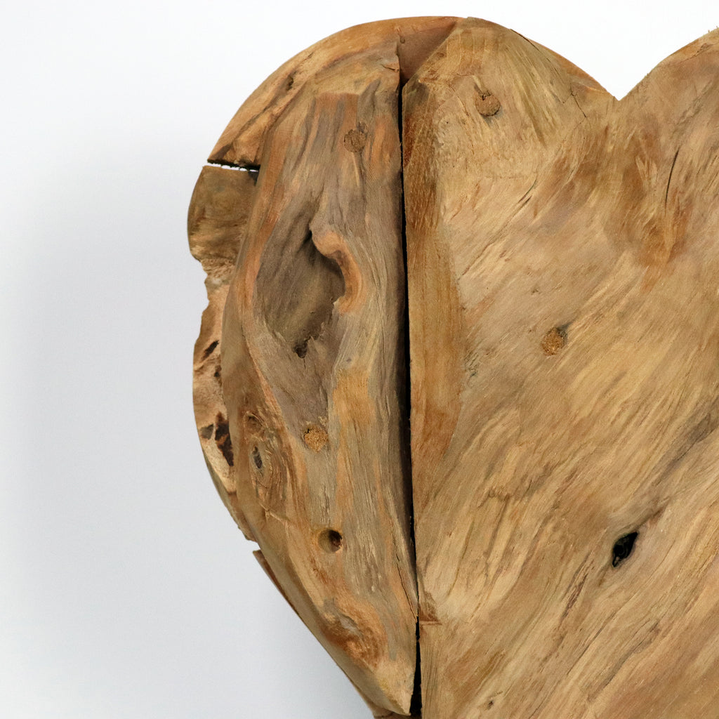Large Teak Root Heart On Stand