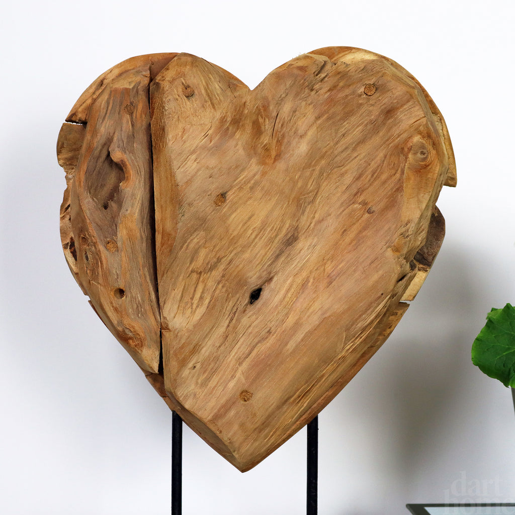 Large Teak Root Heart On Stand