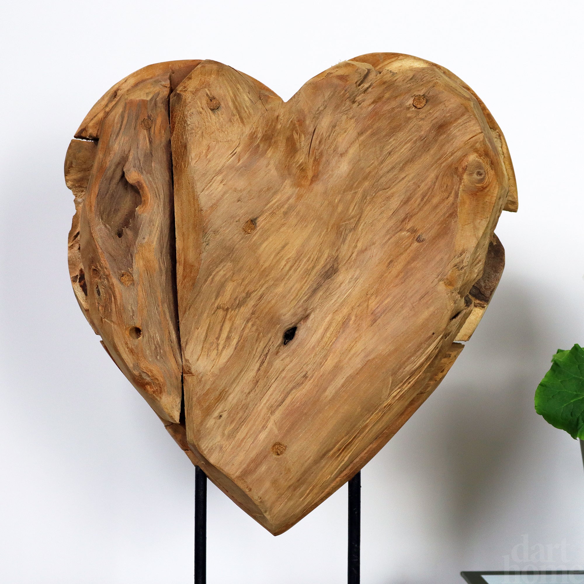 Large Teak Root Heart On Stand