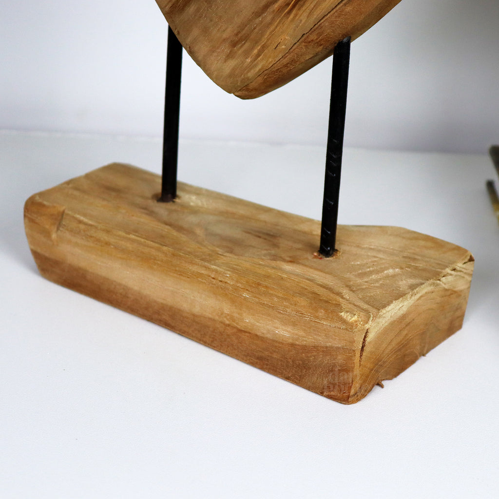 Large Teak Root Heart On Stand