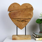 Large Teak Root Heart On Stand