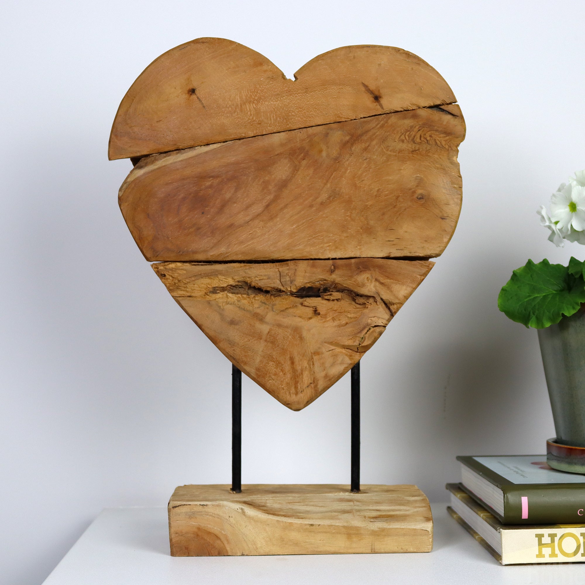Large Teak Root Heart On Stand
