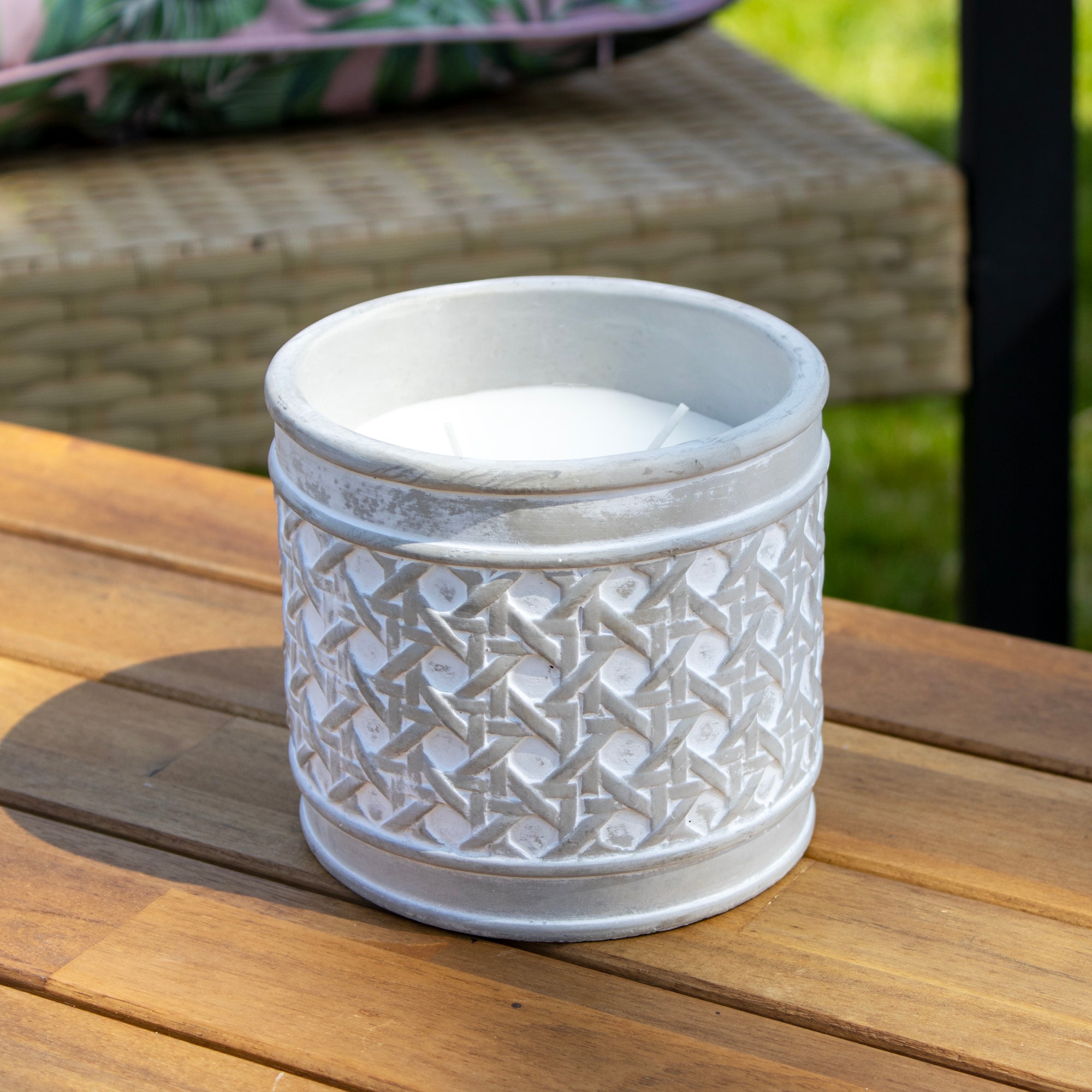 Cement Double Wick Citronella Candle Pot