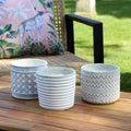 Set Of 3 Cement Double Wick Citronella Candle Pots