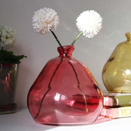 Eclectic Pink Glass Bubble Bottle Vase
