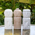 Set Of 3 Cement Ancient Monk Figurines