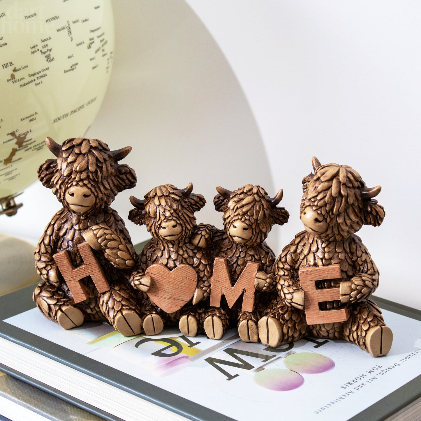 Highland Cow Family Home Figurine