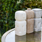 Set Of 3 Cement Ancient Monk Figurines