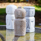 Set Of 3 Cement Ancient Monk Figurines