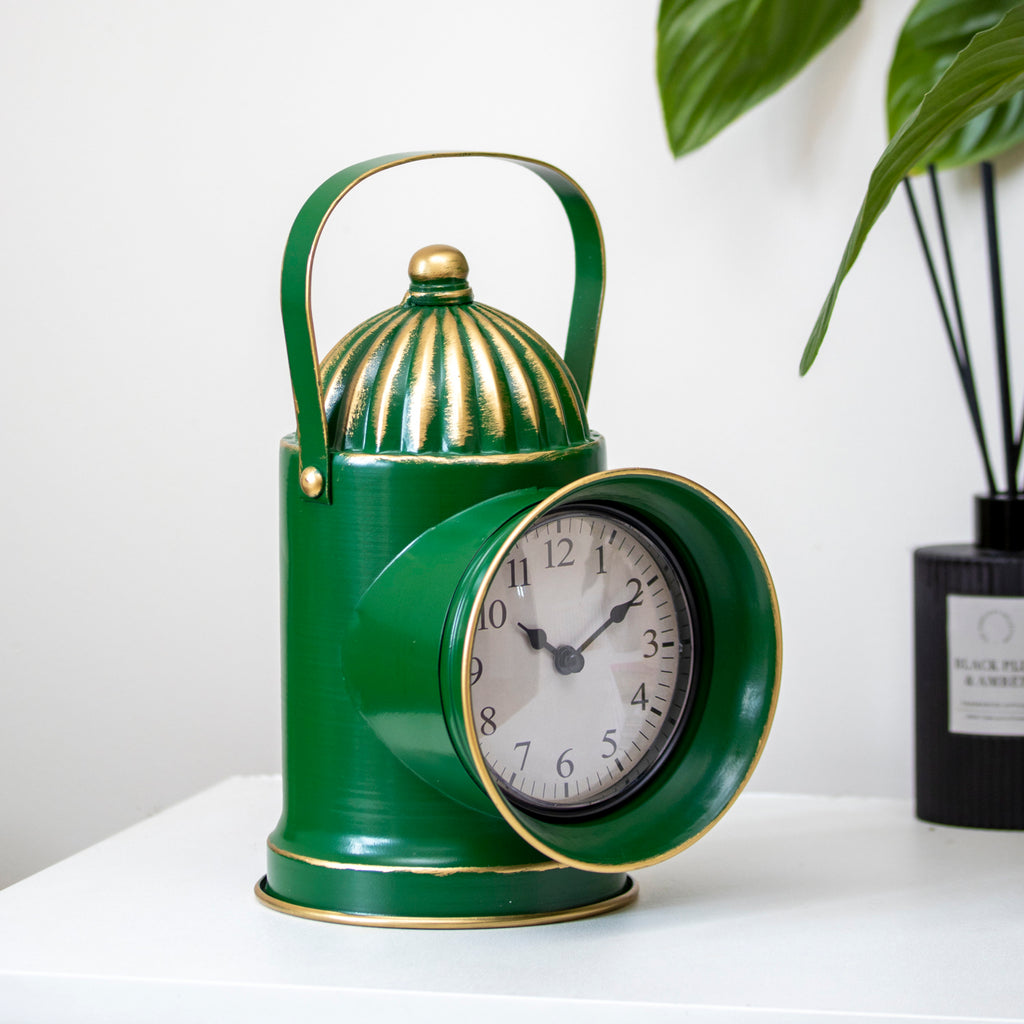 Green Railway Lamp Mantel Clock