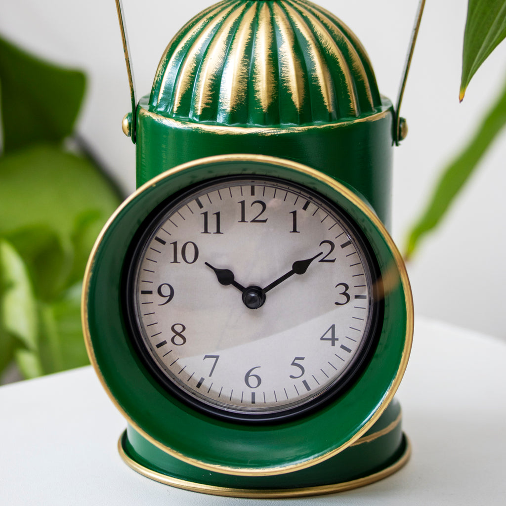 Green Railway Lamp Mantel Clock