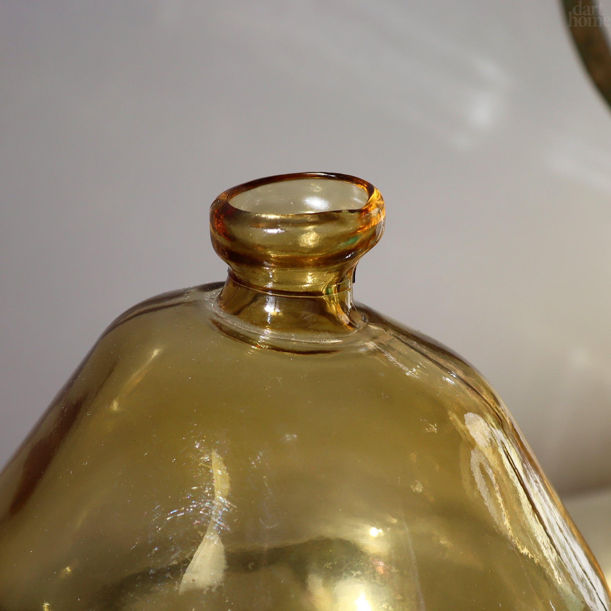 Eklektische gelbe Glasblasenflaschenvase
