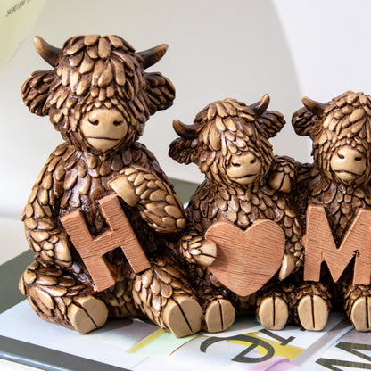 Highland Cow Family Home Figurine