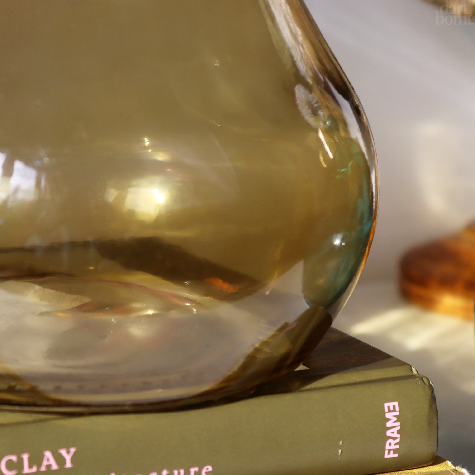 Eklektische gelbe Glasblasenflaschenvase