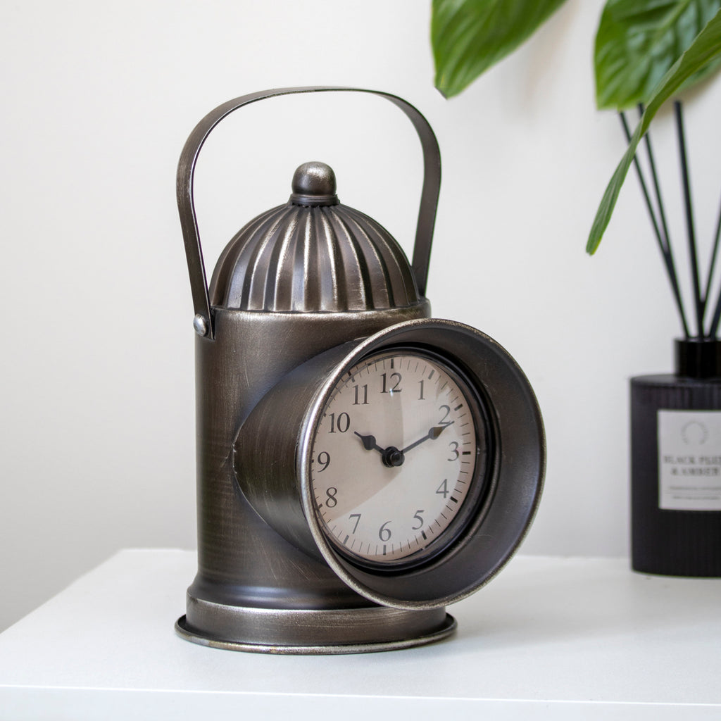 Silver Railway Lamp Mantel Clock