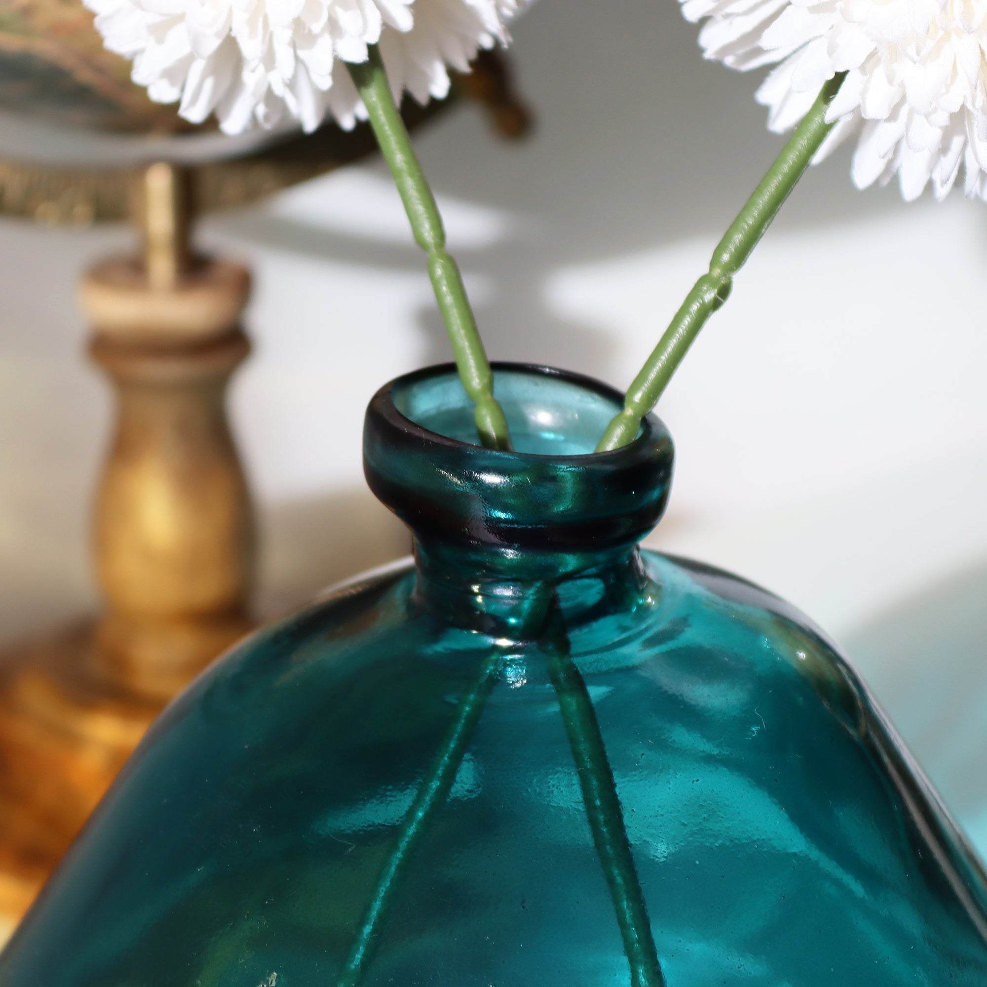 Eclectic Blue Glass Bubble Bottle Vase
