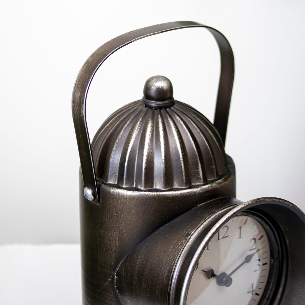 Silver Railway Lamp Mantel Clock
