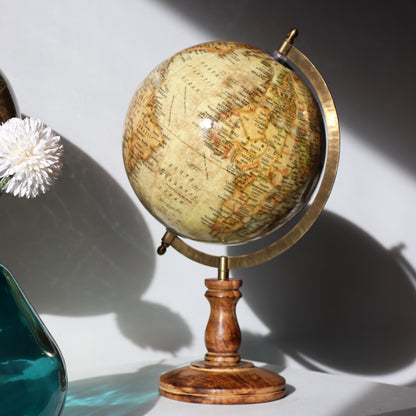 Cream Vintage Style Wooden Globe