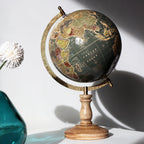 Khaki Green Vintage Style Wooden Globe