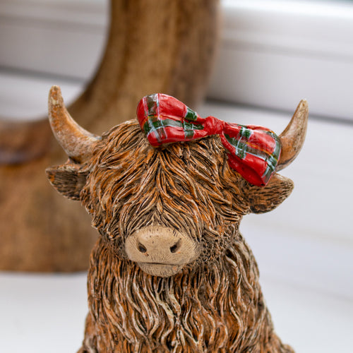 Tartan Highland Cow Figurine