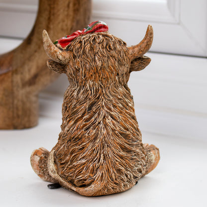 Tartan Highland Cow Princess Figurine