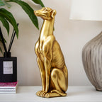 Golden Sitting Greyhound Dog Ornament