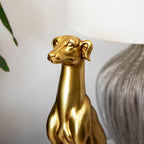 Golden Sitting Greyhound Dog Ornament