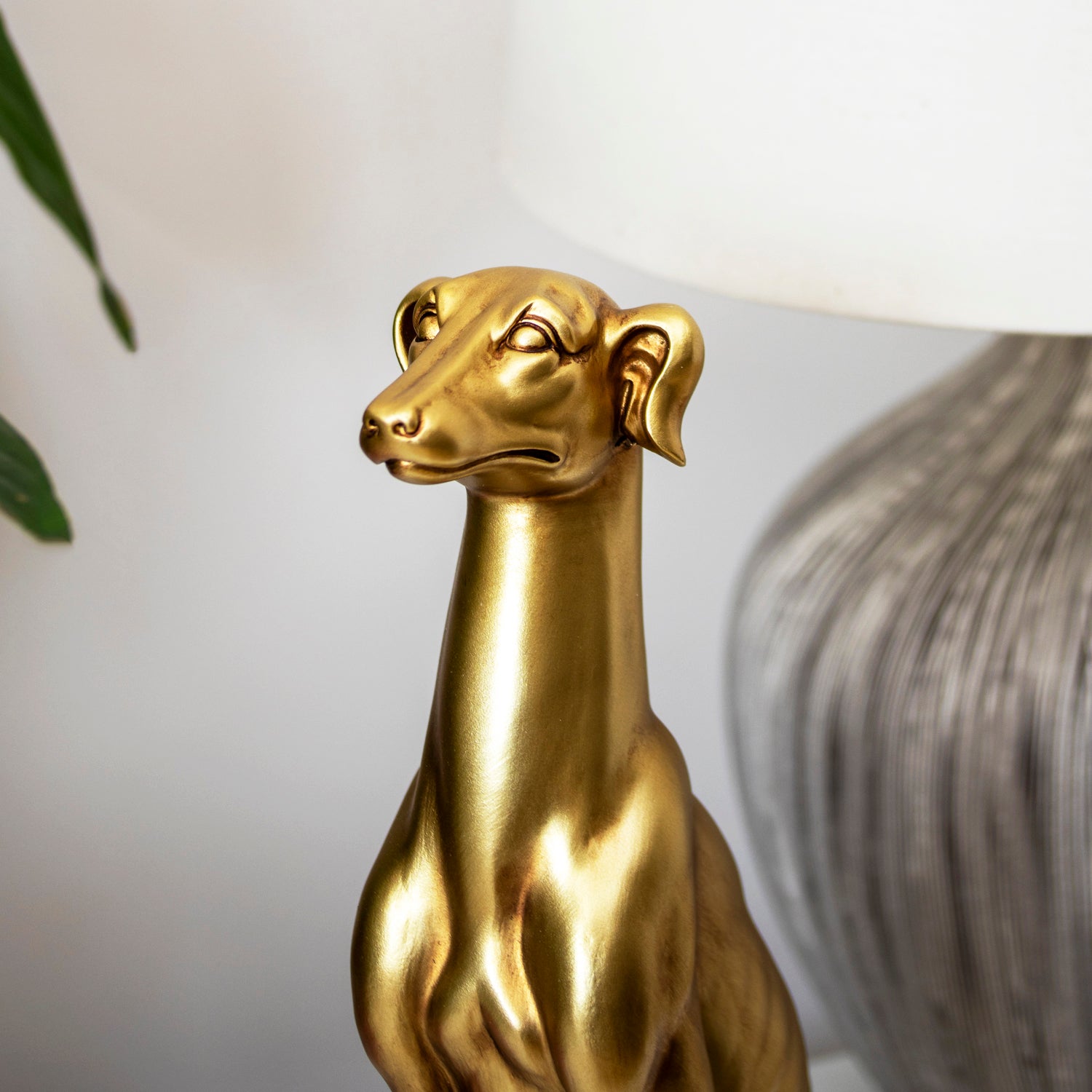 Golden Sitting Greyhound Dog Ornament