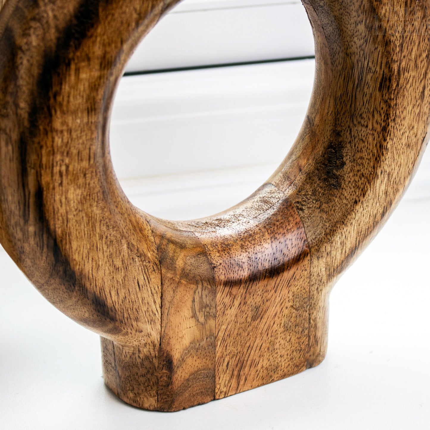 Mango Wood Round Donut Vase