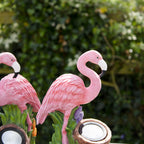Set Of 2 Solar Light Up Flamingo Ornaments