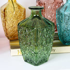 Set Of 4 Embossed Flower Coloured Bottles