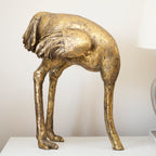 Gold Ostrich Head In Sand Ornament