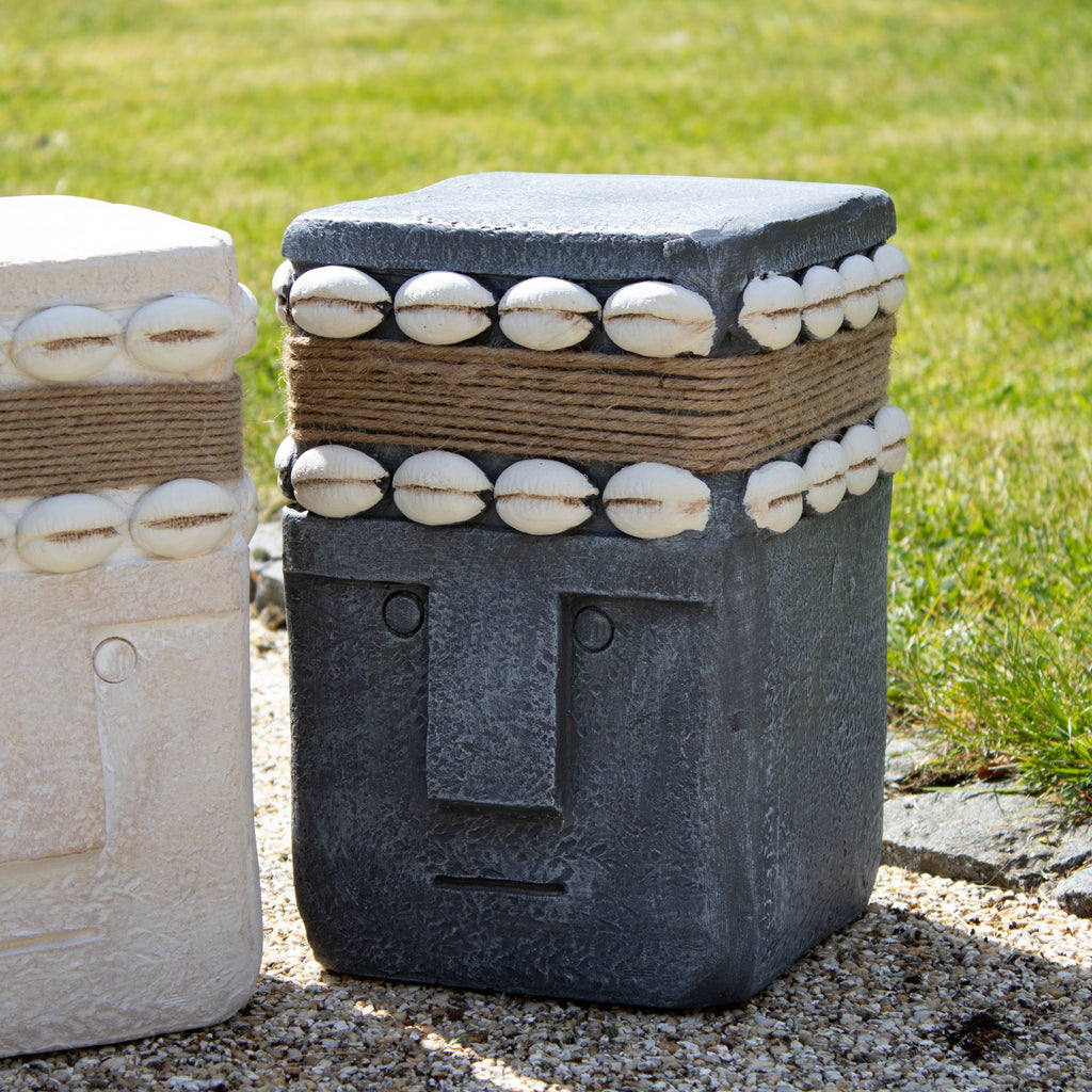 Set Of 2 Tribal Head Garden Statues