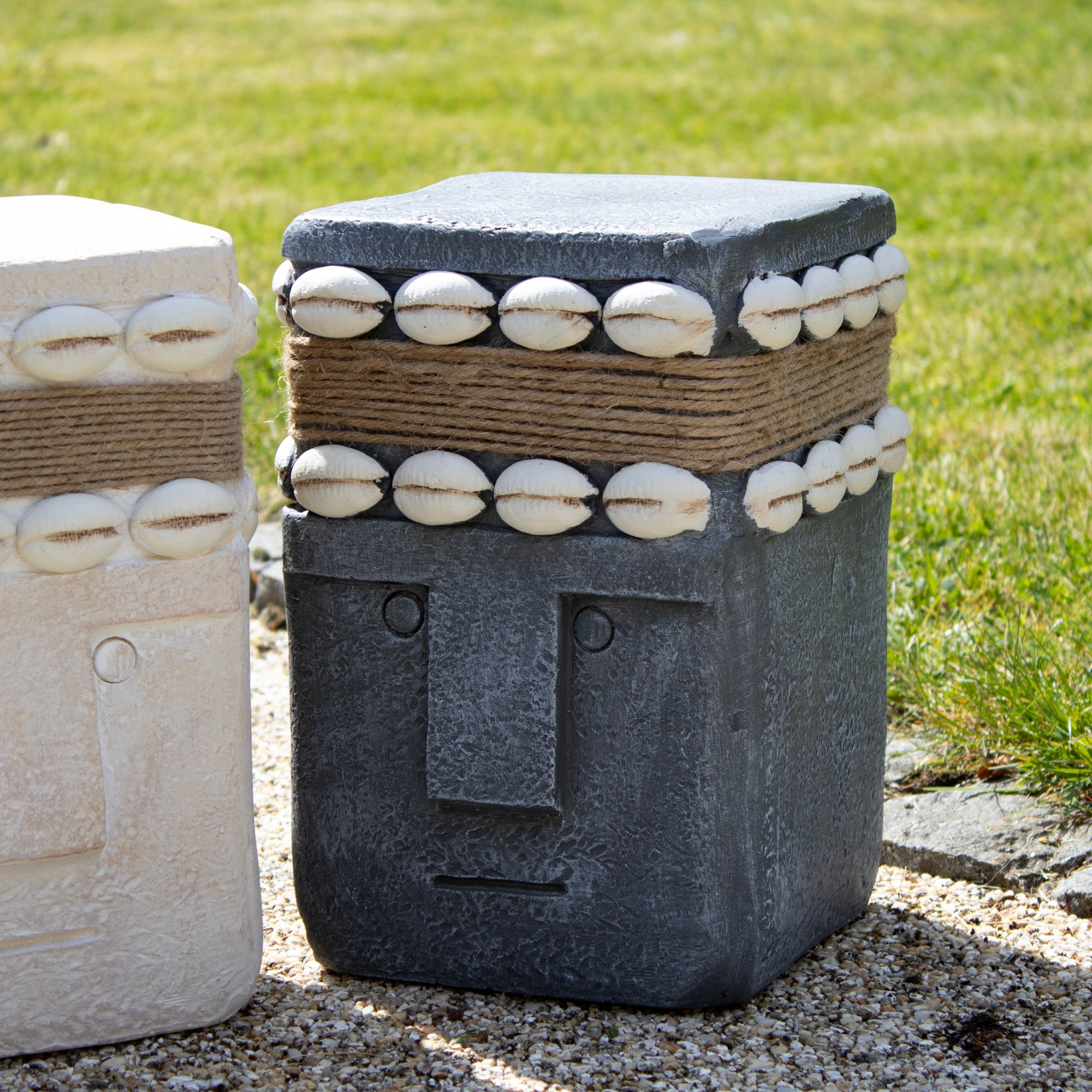Set Of 2 Tribal Head Garden Statues