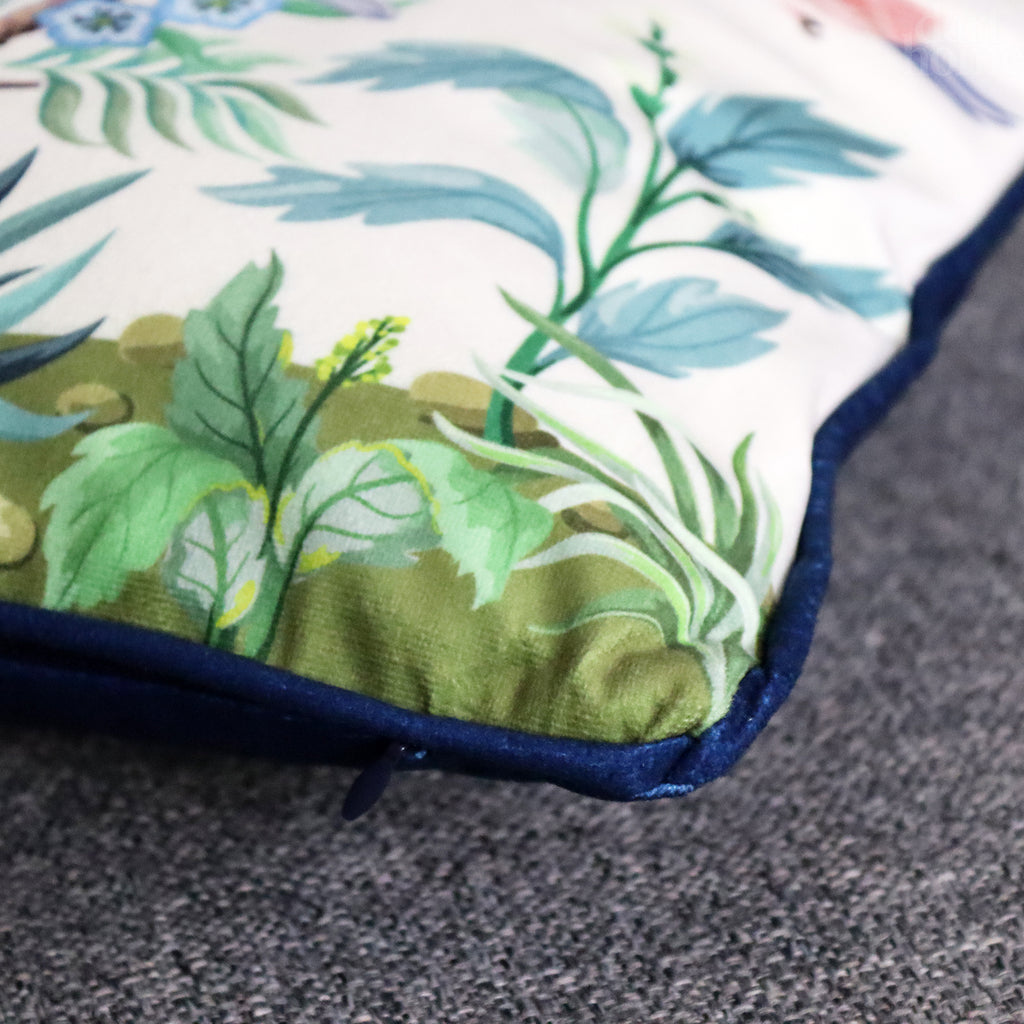 White Oriental Peacock Cushion