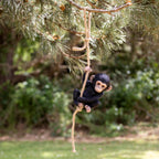 Hanging Baby Monkey On Rope Ornament