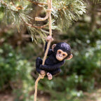 Hanging Baby Monkey On Rope Ornament