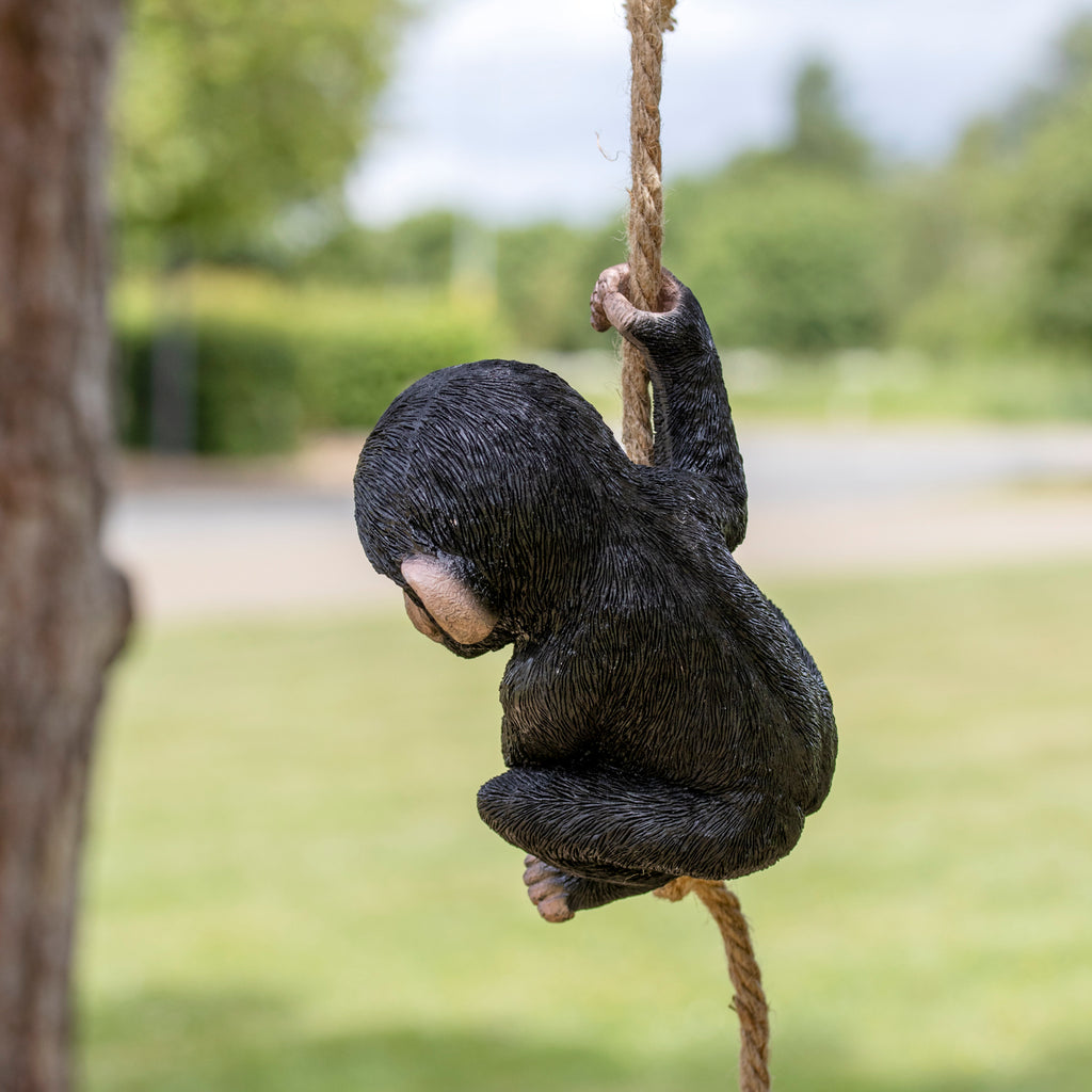 Hanging Baby Monkey On Rope Ornament