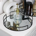 Black Round Mirror Tray 28x28cm